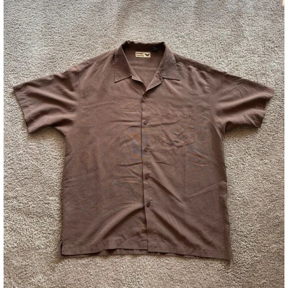 Pineapple Connection Men's Button-Up Short Sleeve Shirt Size XL Brown Y2K Skater